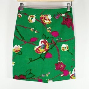 J. Crew Factory Bright Green Pink Bold Pencil Mini Skirt Cotton and Lined - US W